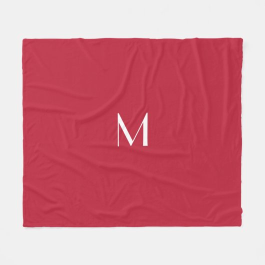 Couverture Polaire Rouge cardinal -monogrammé (Devant (Horizontal))