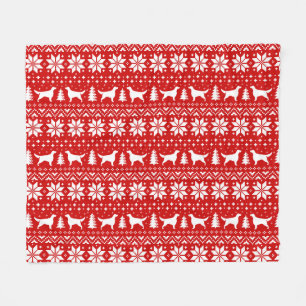 Couverture Polaire Rouge de motif de Noël de silhouettes de poseur