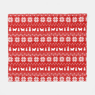 Couverture Polaire Rouge de motif de Noël de silhouettes de Shih Tzu
