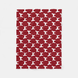 Couverture Polaire Rouge de motif de silhouettes de caniche standard