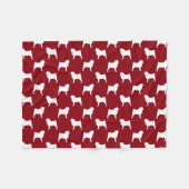 Couverture Polaire Rouge de motif de silhouettes de carlin (Devant (Horizontal))