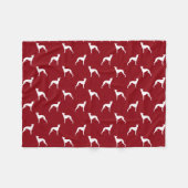 Couverture Polaire Rouge de motif de silhouettes de whippet (Devant (Horizontal))