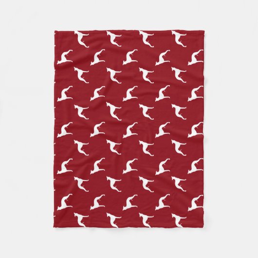 Couverture Polaire Rouge de motif de silhouettes de whippet (Devant)