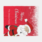 Couverture Polaire Rouge de Père Noël | de Joyeux Noël (Devant (Horizontal))