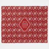 Couverture Polaire Rouge et blanc de Bourgogne Abstrait Snowflakes (Devant (Horizontal))