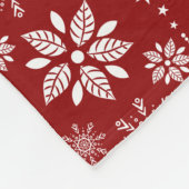 Couverture Polaire Rouge et blanc de Bourgogne Abstrait Snowflakes (Coin)