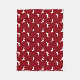 Couverture Polaire Rouge et blanc de motif de silhouettes de teckel