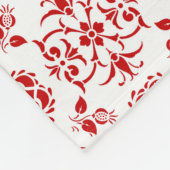 Couverture Polaire Rouge et blanc Floral Damask Style Motif (Coin)