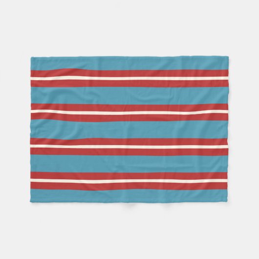 Couverture Polaire Rouge et Bleu vif Motif rayé Design moderne (Devant (Horizontal))