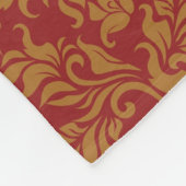 Couverture Polaire Rouge et motif floral d'or (Coin)