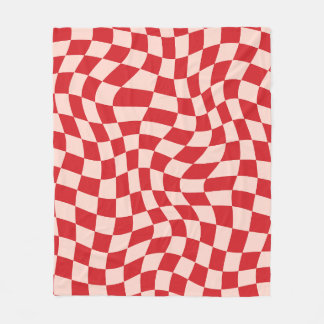 Couverture Polaire Rouge Et Rose Psychédélique À damiers Super Grille