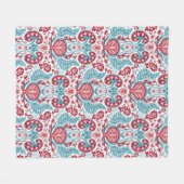 Couverture Polaire Rouge et Teal de damassé de rein (Devant (Horizontal))