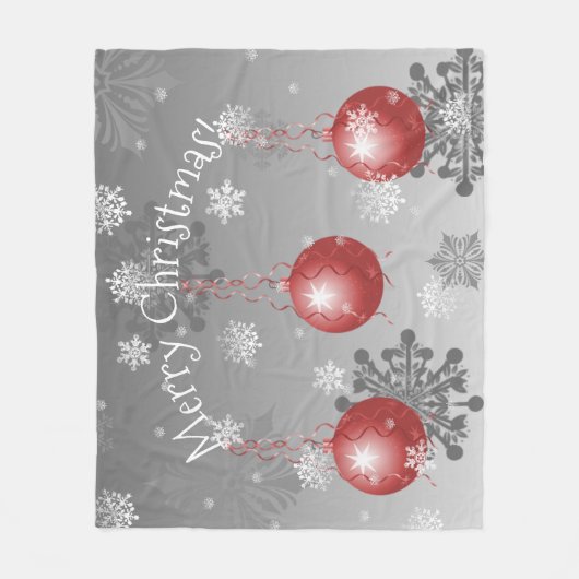 Couverture Polaire Rouge Fancy Noël Ornement Blanche en polaire (Devant)