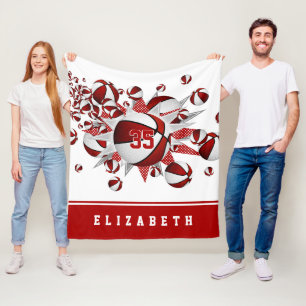 Couverture Polaire rouge filles sport décoration cadeaux basket étoil