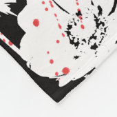 Couverture Polaire Rouge, fleurs blanches sur noir (Coin)