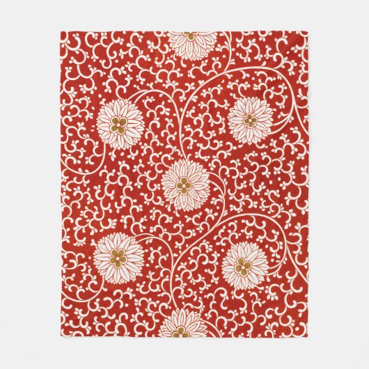 Couverture Polaire Rouge Floral Vibrant Ornate Classé Motif (Devant)