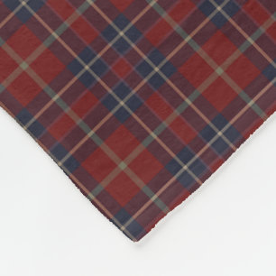 Couverture Polaire Rouge foncé et bleu marine Rustique Plaid