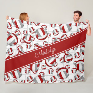 Couverture Polaire rouge gris ceint couleur volleyballs net accent