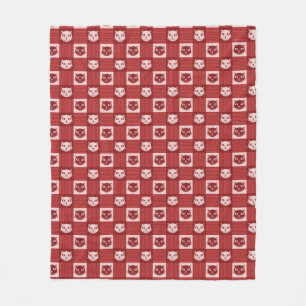 Couverture Polaire Rouge mignon de motif de guingan de visage de chat