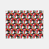 Couverture Polaire Rouge mignon de motif de pingouins de Noël (Devant (Horizontal))