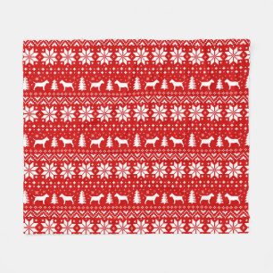 Couverture Polaire Rouge miniature de motif de Noël de bulls-terrier