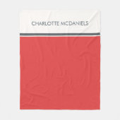Couverture Polaire Rouge moderne Nom personnalisé simple (Devant)