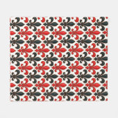 Couverture Polaire Rouge noir baroque Fleur de lis Motif Design (Devant (Horizontal))