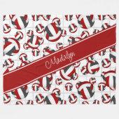Couverture Polaire rouge noir poutre couleur équipe volleyballs net a (Devant (Horizontal))