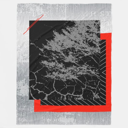 Couverture Polaire Rouge, noir, rayé de noir et de gris (Devant)
