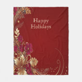 Couverture Polaire Rouge or Floral Vacances Blanche polaire (Devant)