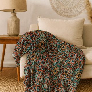 Couverture Polaire Rouge Orange Blue Aqua Turquoise Hip Bohemian Art