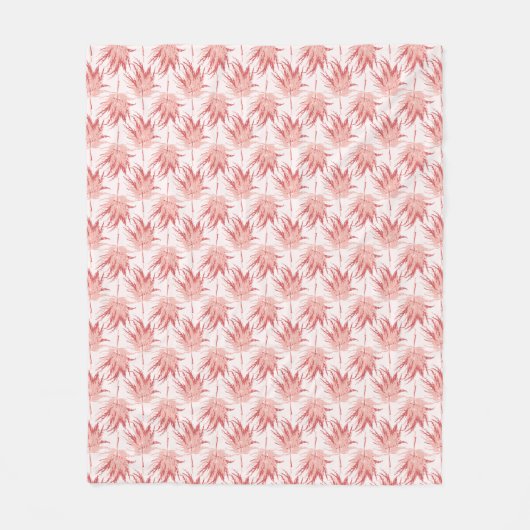 Couverture Polaire Rouge Pink à feuilles blanches (Devant)
