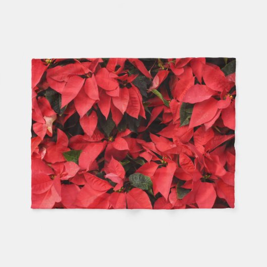 Couverture Polaire Rouge Poinsettias II Noël Fête Florale (Devant (Horizontal))