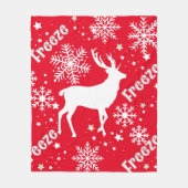 Couverture Polaire Rouge renne de Snowflakes (Devant)