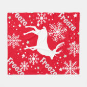 Couverture Polaire Rouge renne de Snowflakes (Devant (Horizontal))