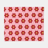 Couverture Polaire Rouge rose Tropical Floral Botanique Printemps été (Devant (Horizontal))