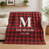 Couverture Polaire Rouge rustique et plaid de buffle noir Monogramme