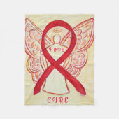 Couverture Polaire Rouge Sensibilisation Ruban Angel Sang Cancer Blan (Devant)