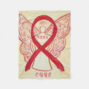 Couverture Polaire Rouge Sensibilisation Ruban Angel Sang Cancer Blan