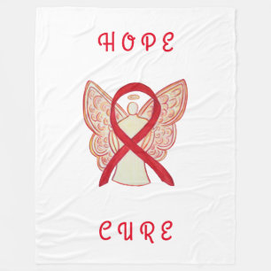 Couverture Polaire Rouge Sensibilisation Ruban Cancer Angel Fleece Bl