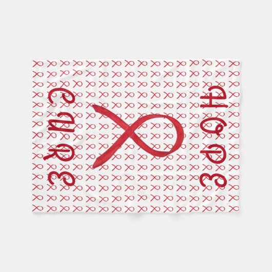 Couverture Polaire Rouge Sensibilisation Ruban Sang Cancer Volet Blan (Devant (Horizontal))