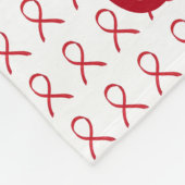 Couverture Polaire Rouge Sensibilisation Ruban Sang Cancer Volet Blan (Coin)