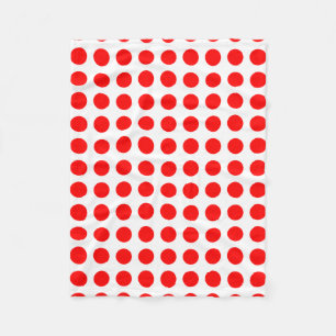 Couverture Polaire Rouge sur blanc Grande taille Pois horizontaux