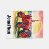 Couverture Polaire Rouge Tractor Farm Boy Blanket Personnalisé (Devant (Horizontal))