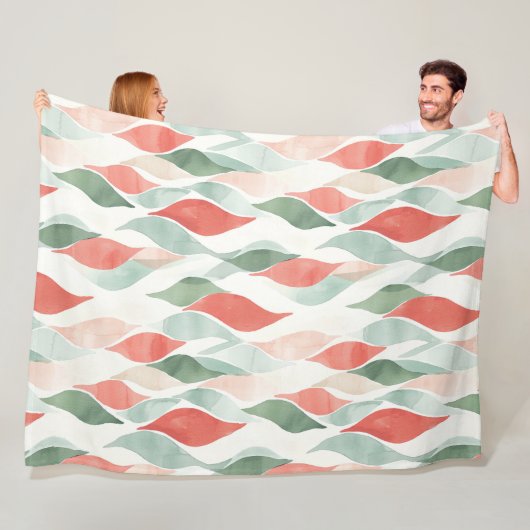 Couverture Polaire Rouge Vert Crème Menthe Blanc Noël (En situation)