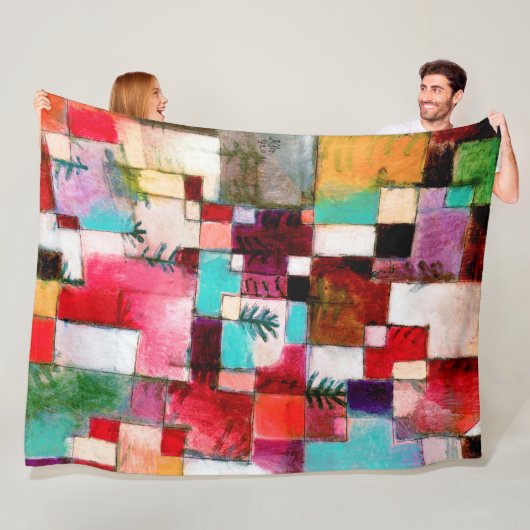 Couverture Polaire Rouge Vert et Violet, Paul Klee (En situation)