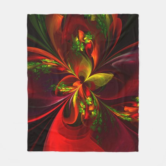 Couverture Polaire Rouge vert moderne Floral Abstrait Art Motif #05 (Devant)