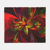 Couverture Polaire Rouge vert moderne Floral Abstrait Art Motif #05 (Devant (Horizontal))