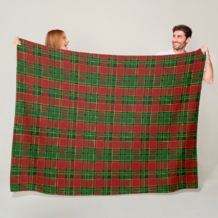Couverture Polaire Rouge vert or Plaid  