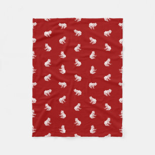 Couverture Polaire Rouge vintage de conception d'art de grenouilles